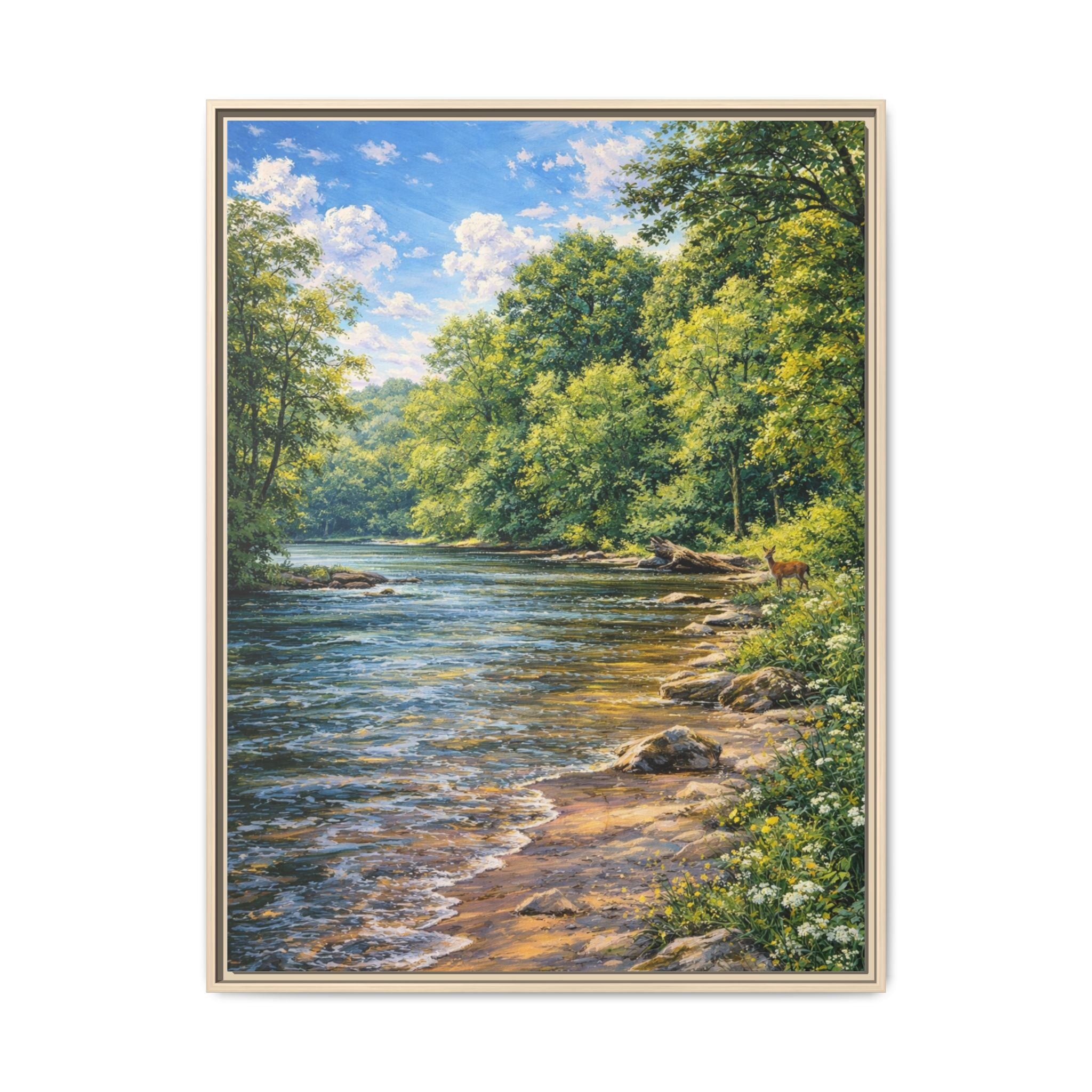 Summer Along the Chattahoochee framed matte canvas wall art — [size] in [color] frame, Chattahoochee River painting by Southern Oaks Images & Designs