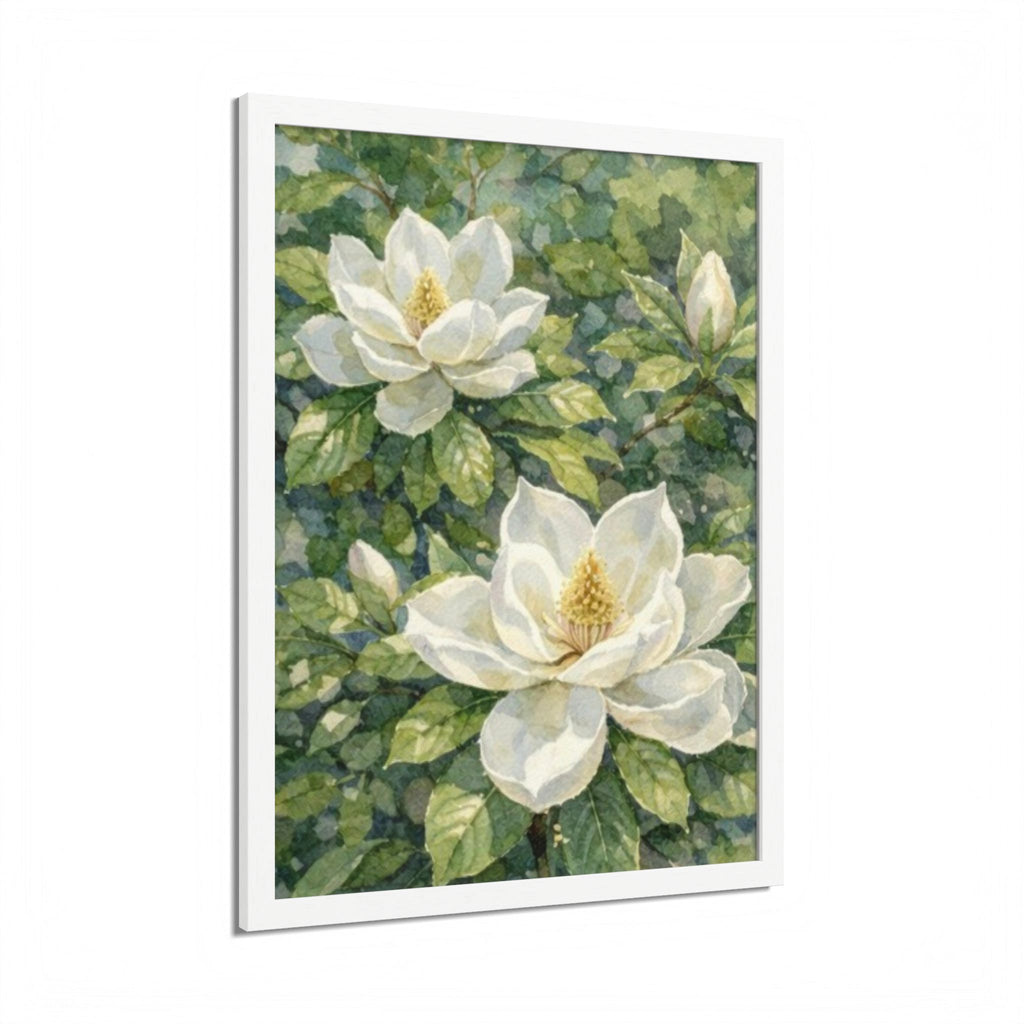 Magnolia Grace Framed Poster — Botanical Floral Wall Art