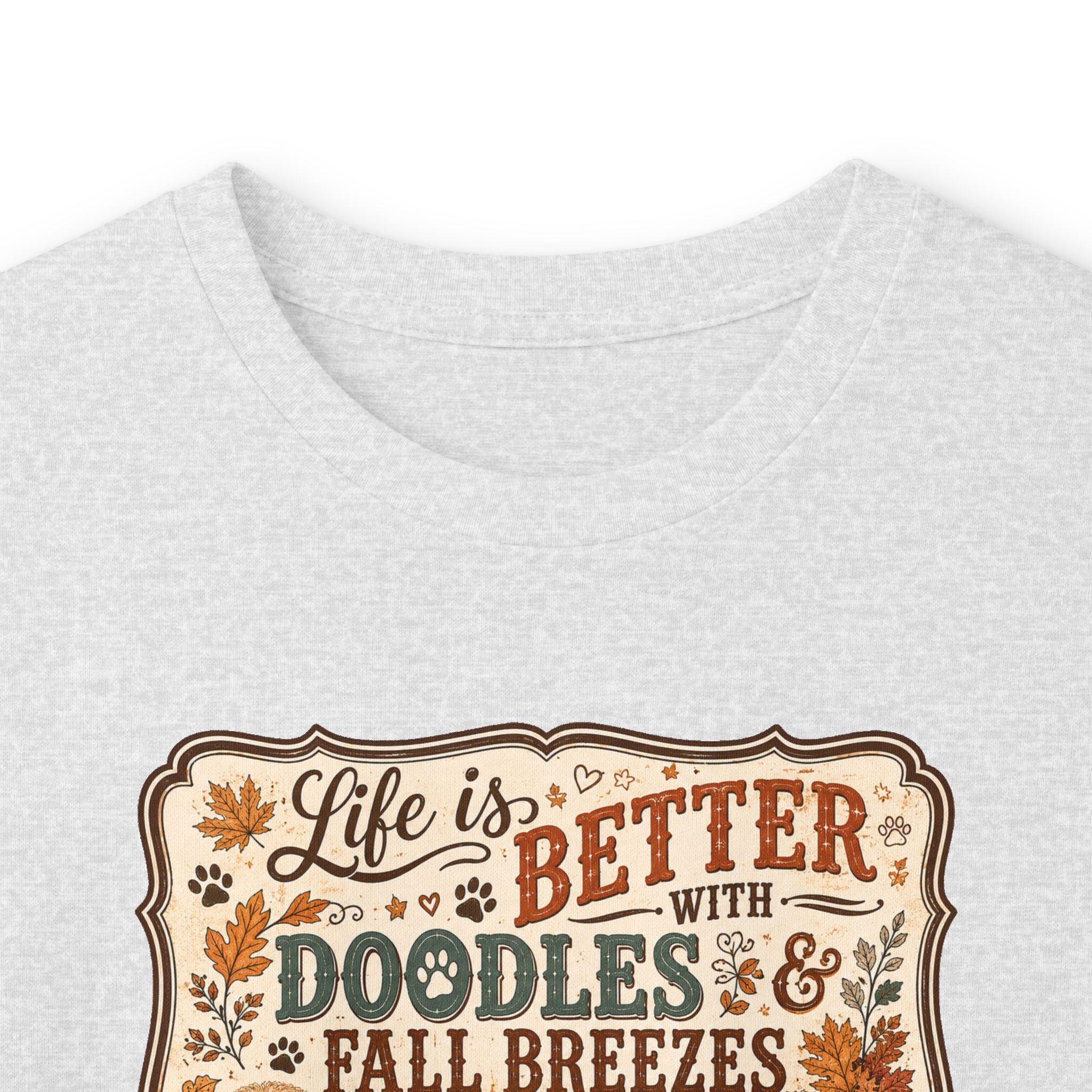 Life Is Better With Doodles & Fall Breezes | Doodle Dog Fall Shirt | Dog Mom Autumn Sweatshirt | Fall Dog Lover Gift - Unisex Ultra Cotton Long Sleeve Tee