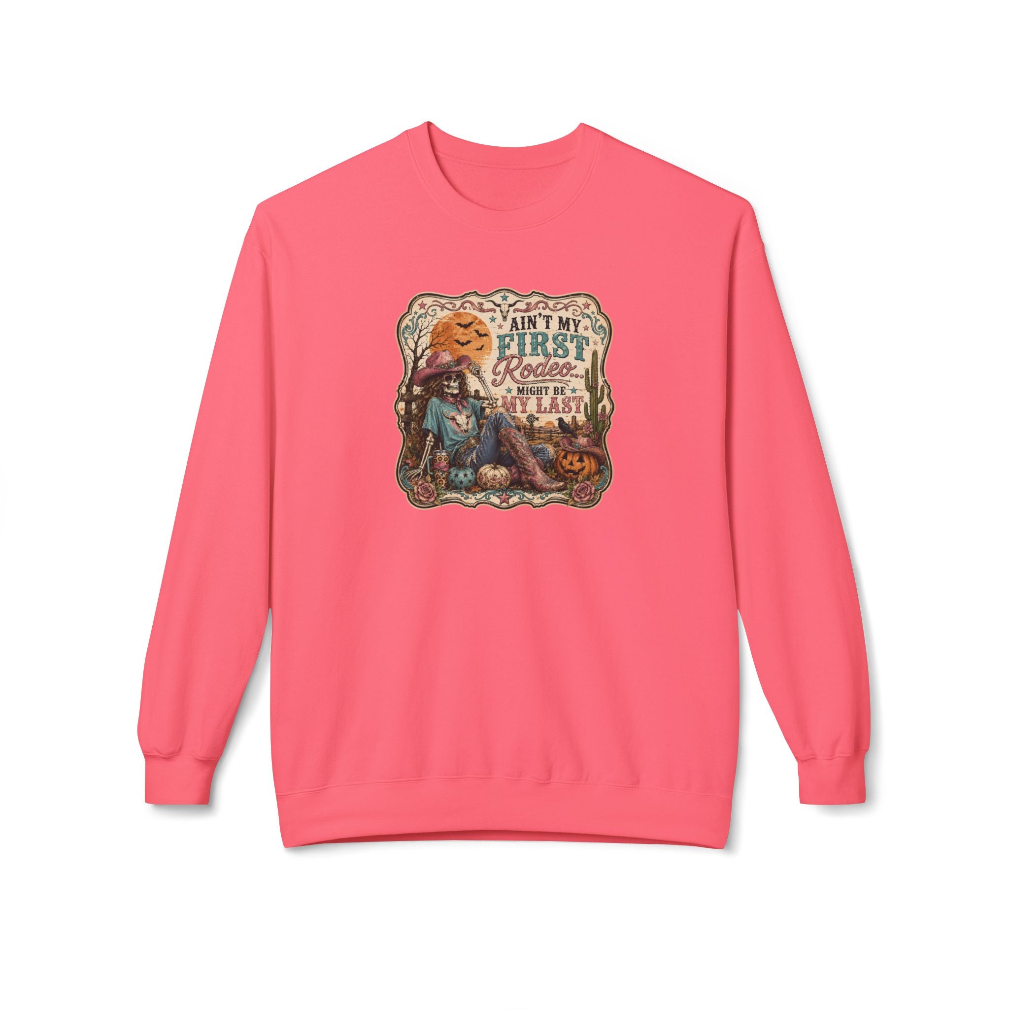 Sweatshirt — 'Ain't My First Rodeo' Vintage Pumpkin Cowboy Fall Crewneck