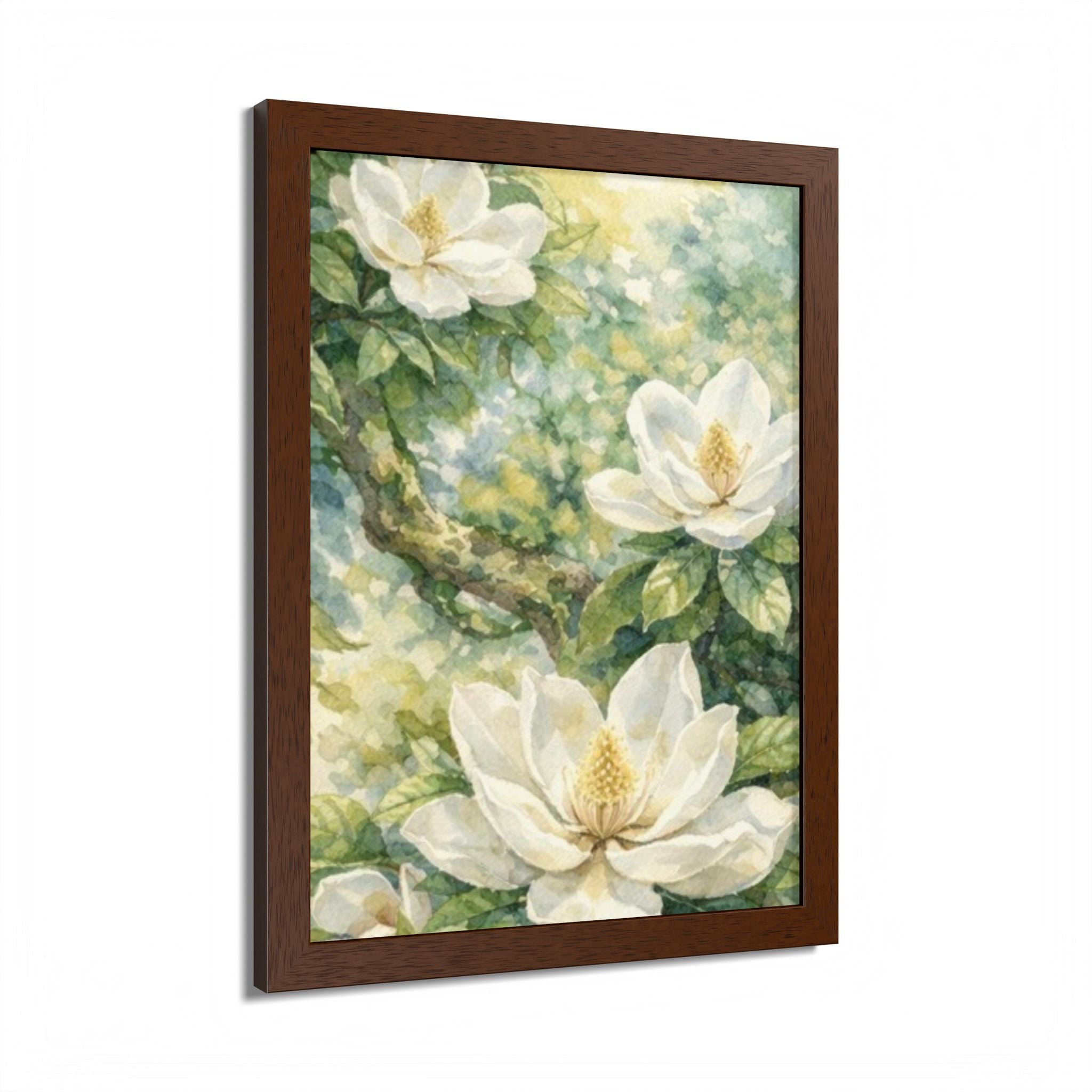 Magnolia Watercolor Framed Poster — Southern Cottage Botanical Wall Art