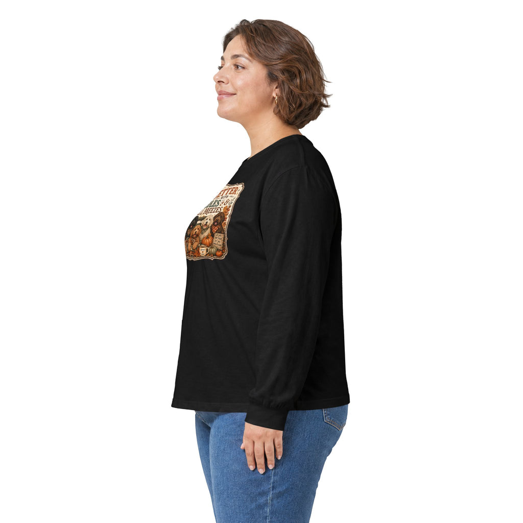 Life Is Better With Doodles & Fall Breezes | Doodle Dog Fall Shirt | Dog Mom Autumn Sweatshirt | Fall Dog Lover Gift - Unisex Ultra Cotton Long Sleeve Tee