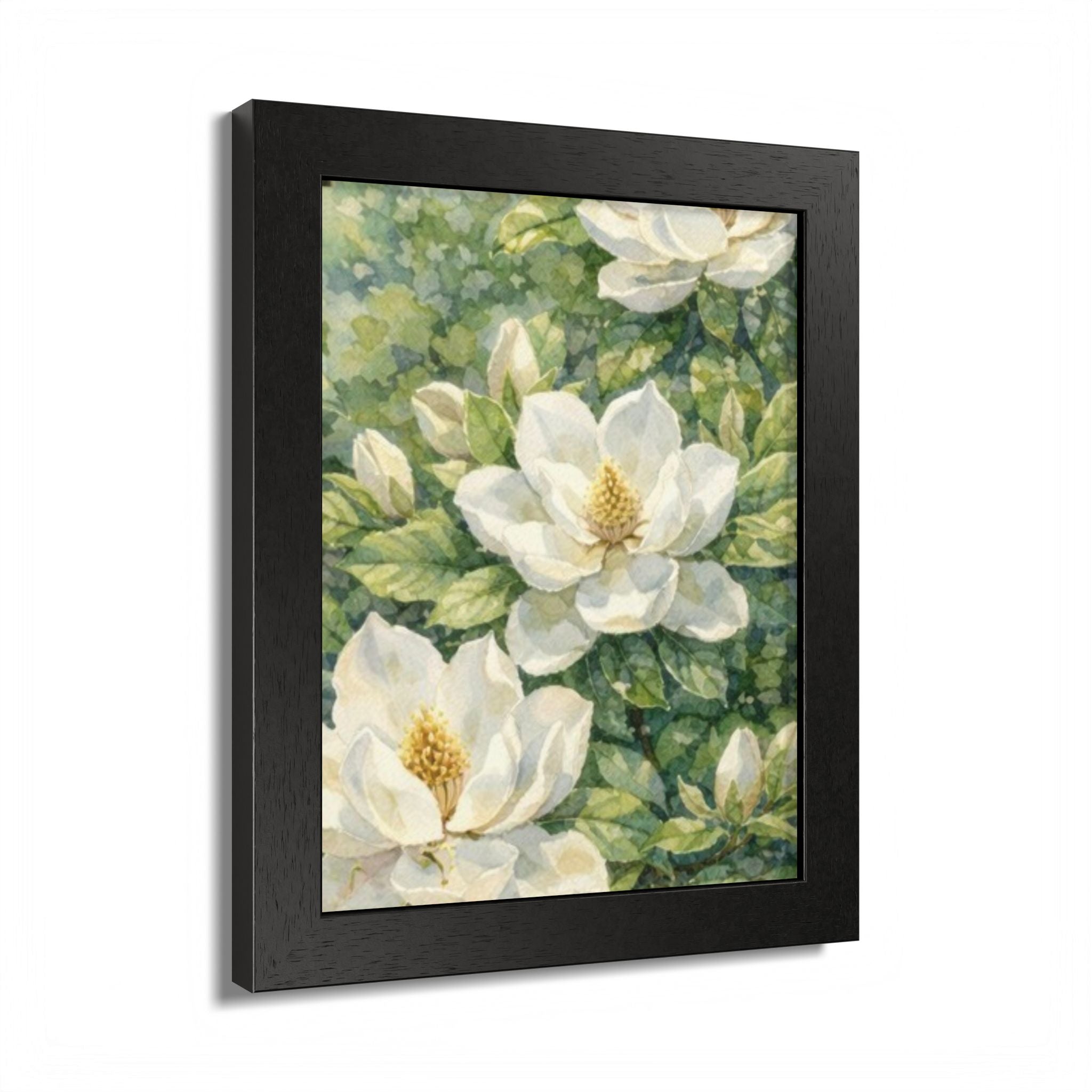 Magnolia Blossom Watercolor Framed Poster — Southern Botanical Wall Art