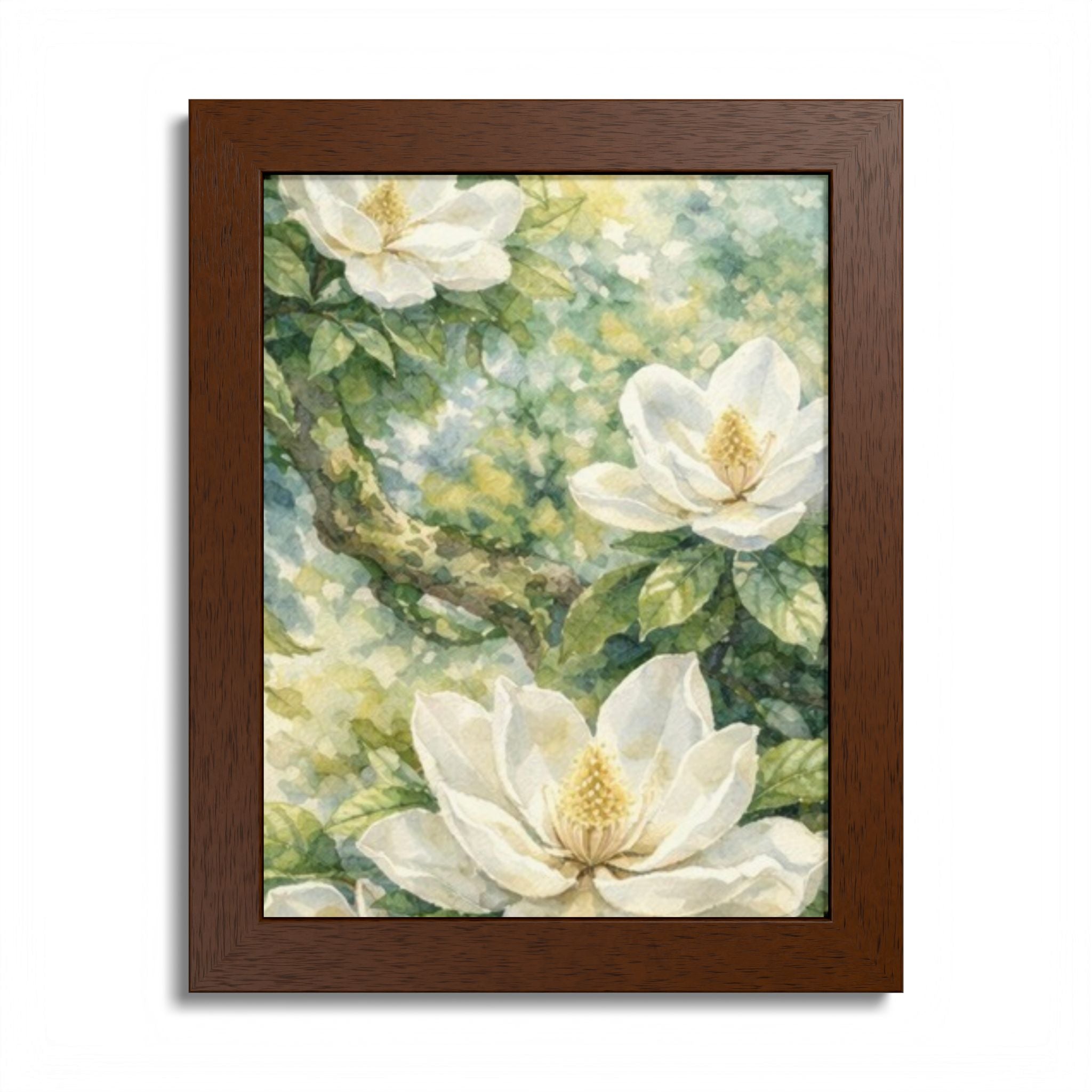 Magnolia Watercolor Framed Poster — Southern Cottage Botanical Wall Art