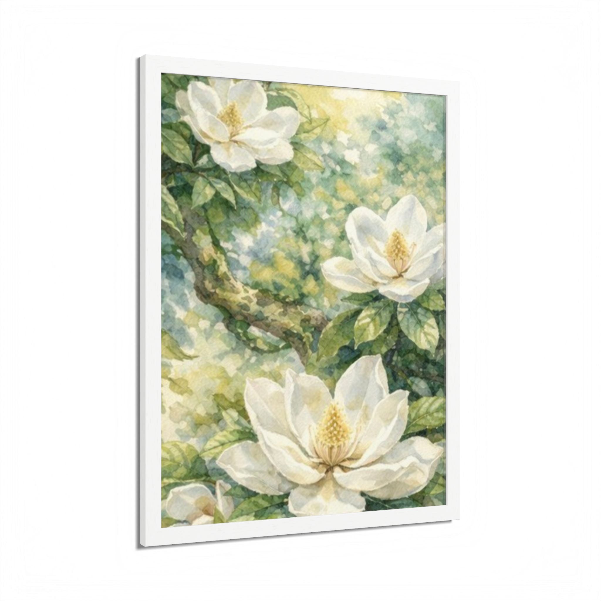 Magnolia Watercolor Framed Poster — Southern Cottage Botanical Wall Art