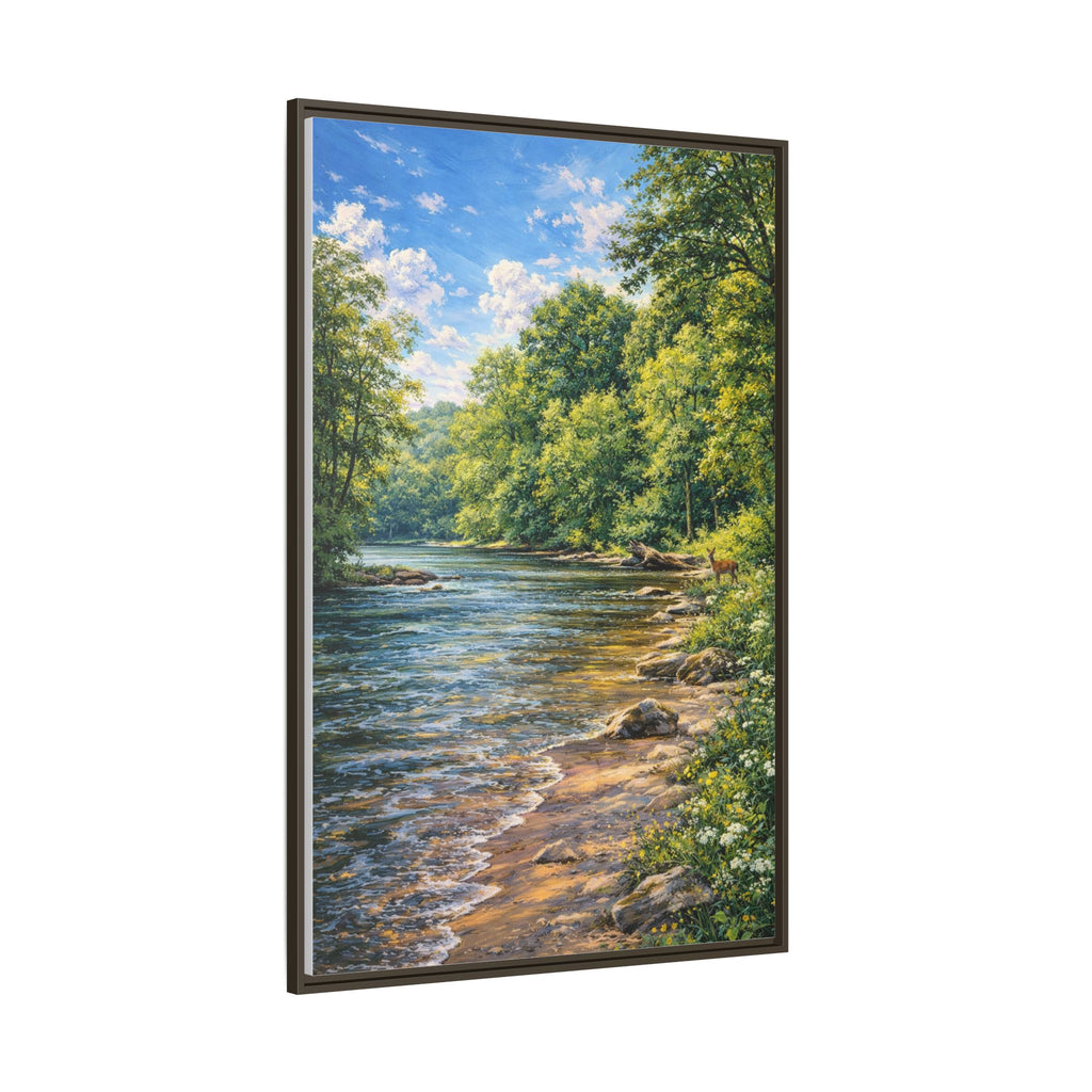 Summer Along the Chattahoochee framed matte canvas wall art — [size] in [color] frame, Chattahoochee River painting by Southern Oaks Images & Designs