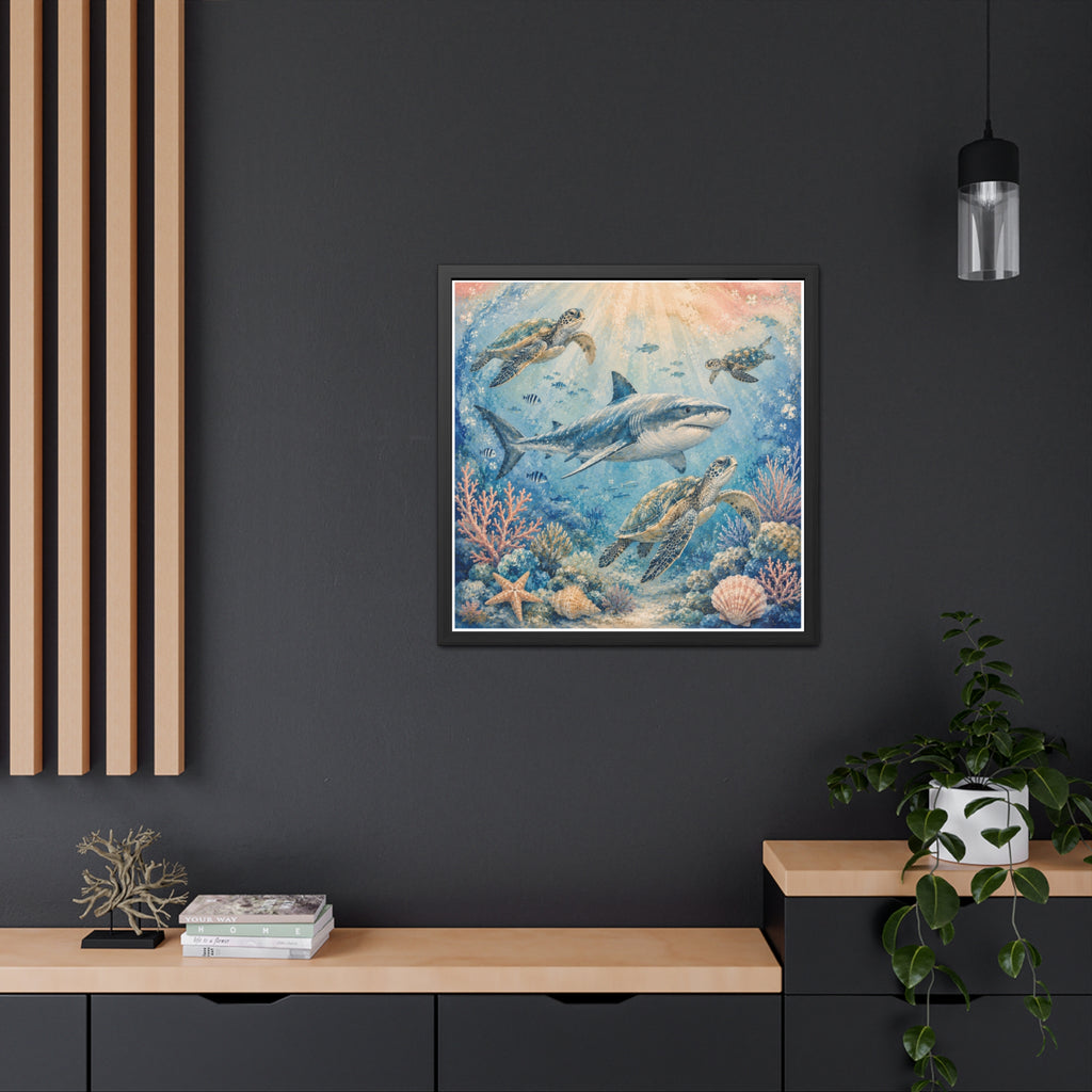 NURSERY ROOM - Sea turtles and a graceful shark swim through a peaceful underwater world.