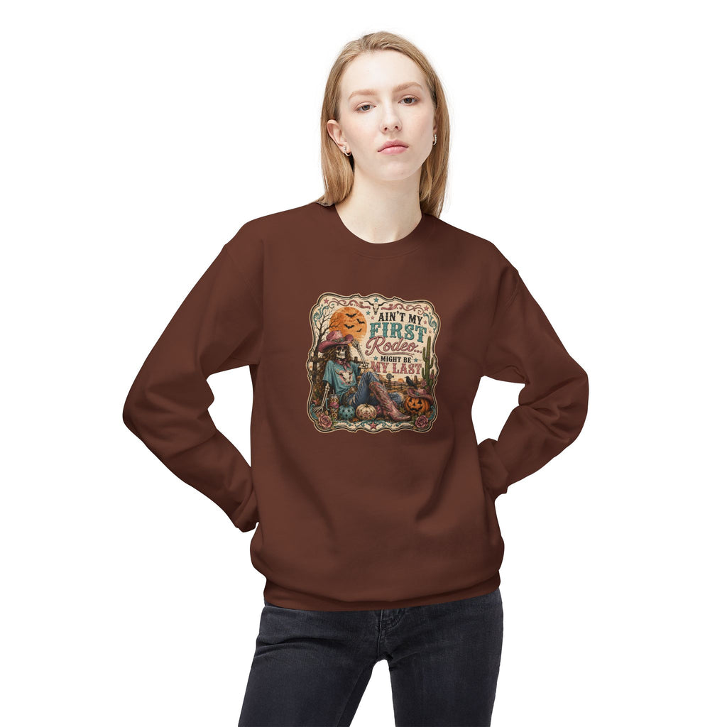 Sweatshirt — 'Ain't My First Rodeo' Vintage Pumpkin Cowboy Fall Crewneck