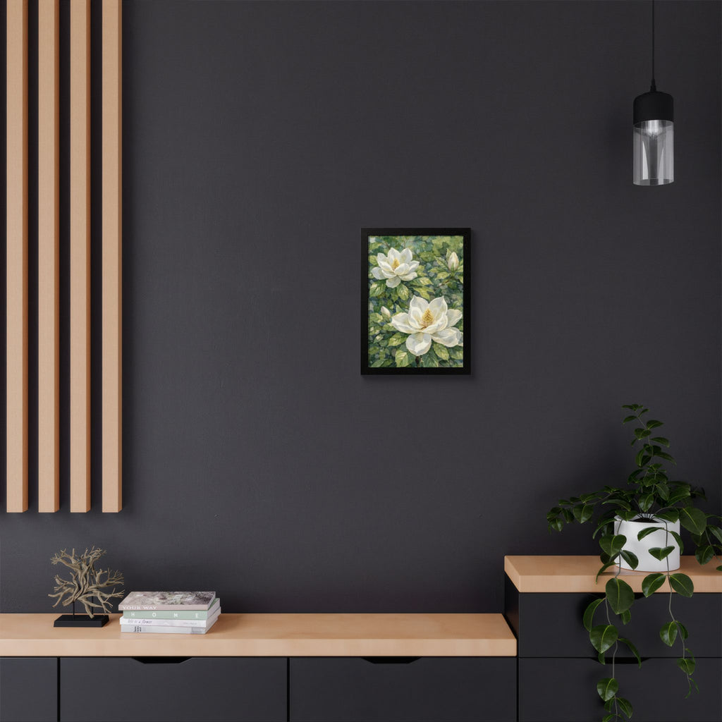 Magnolia Grace Framed Poster — Botanical Floral Wall Art