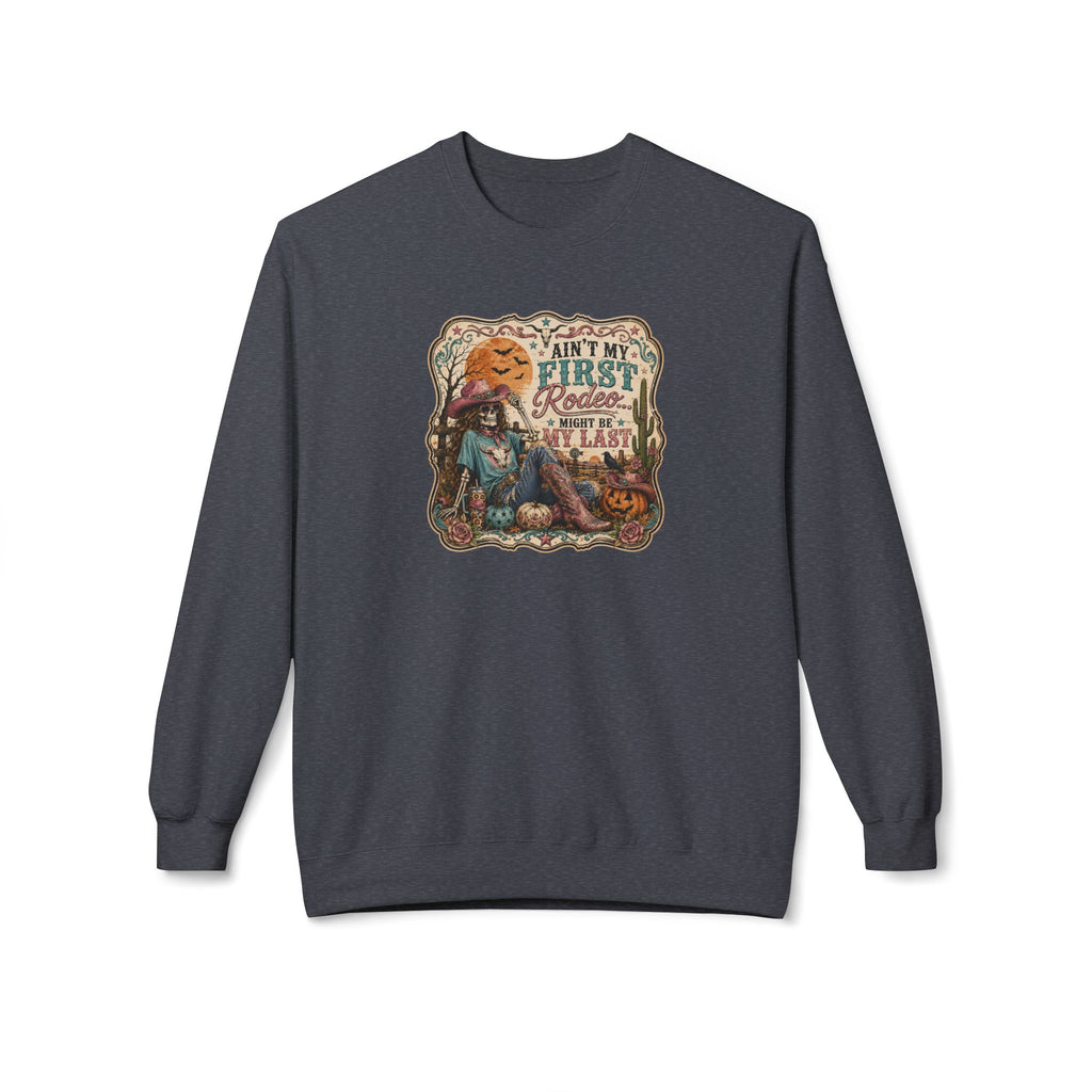 Sweatshirt — 'Ain't My First Rodeo' Vintage Pumpkin Cowboy Fall Crewneck
