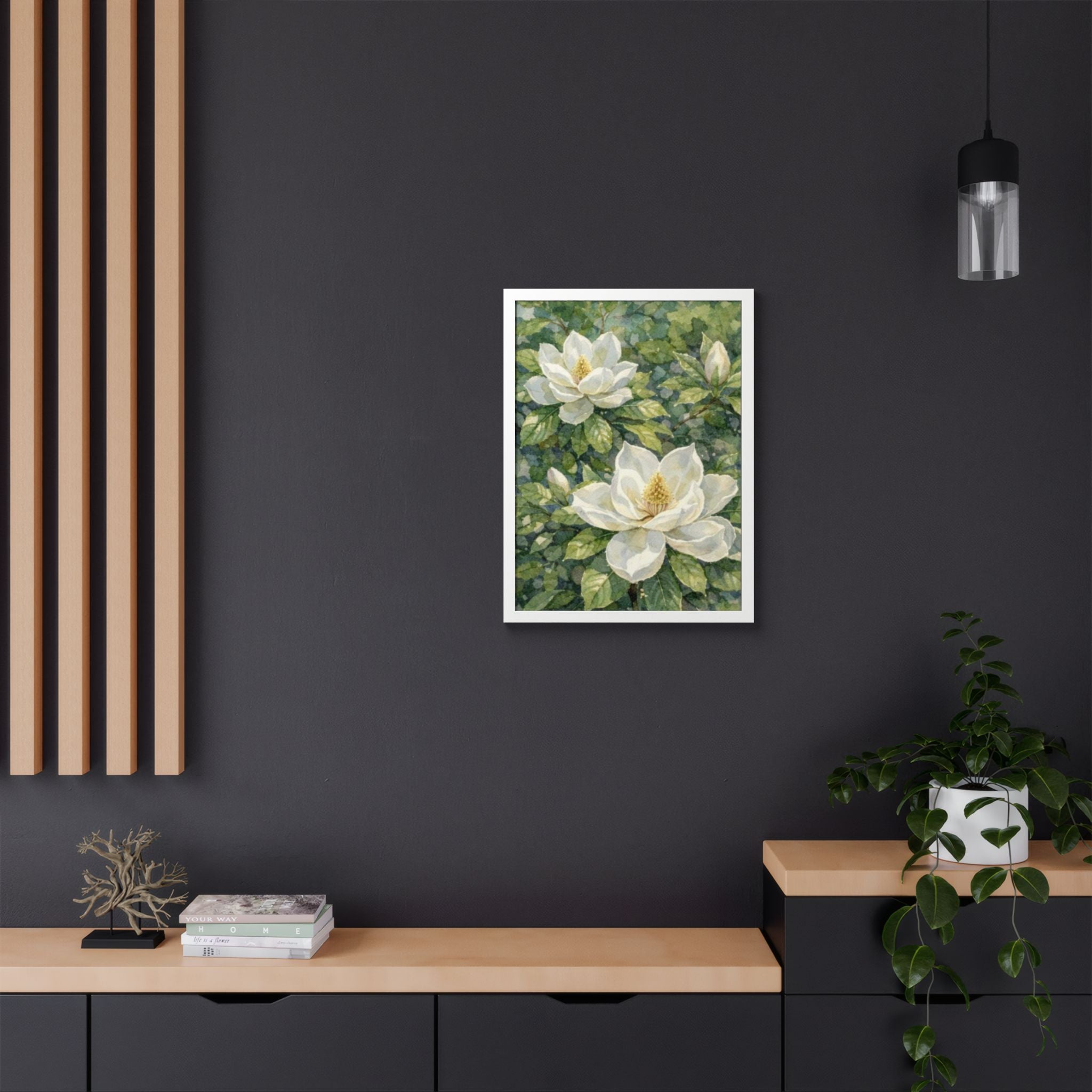 Magnolia Grace Framed Poster — Botanical Floral Wall Art