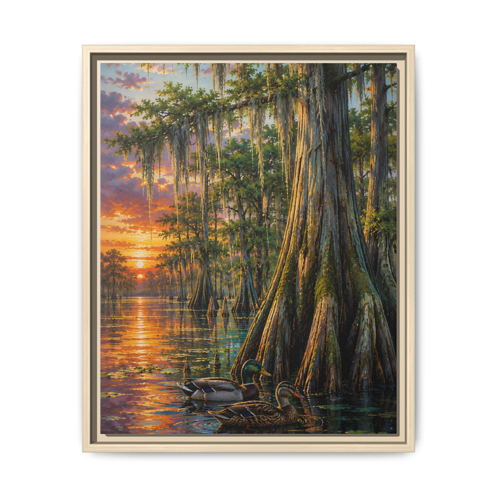 Whispers of the Cypress Sunset - Matte Canvas, Framed (Multi-color)