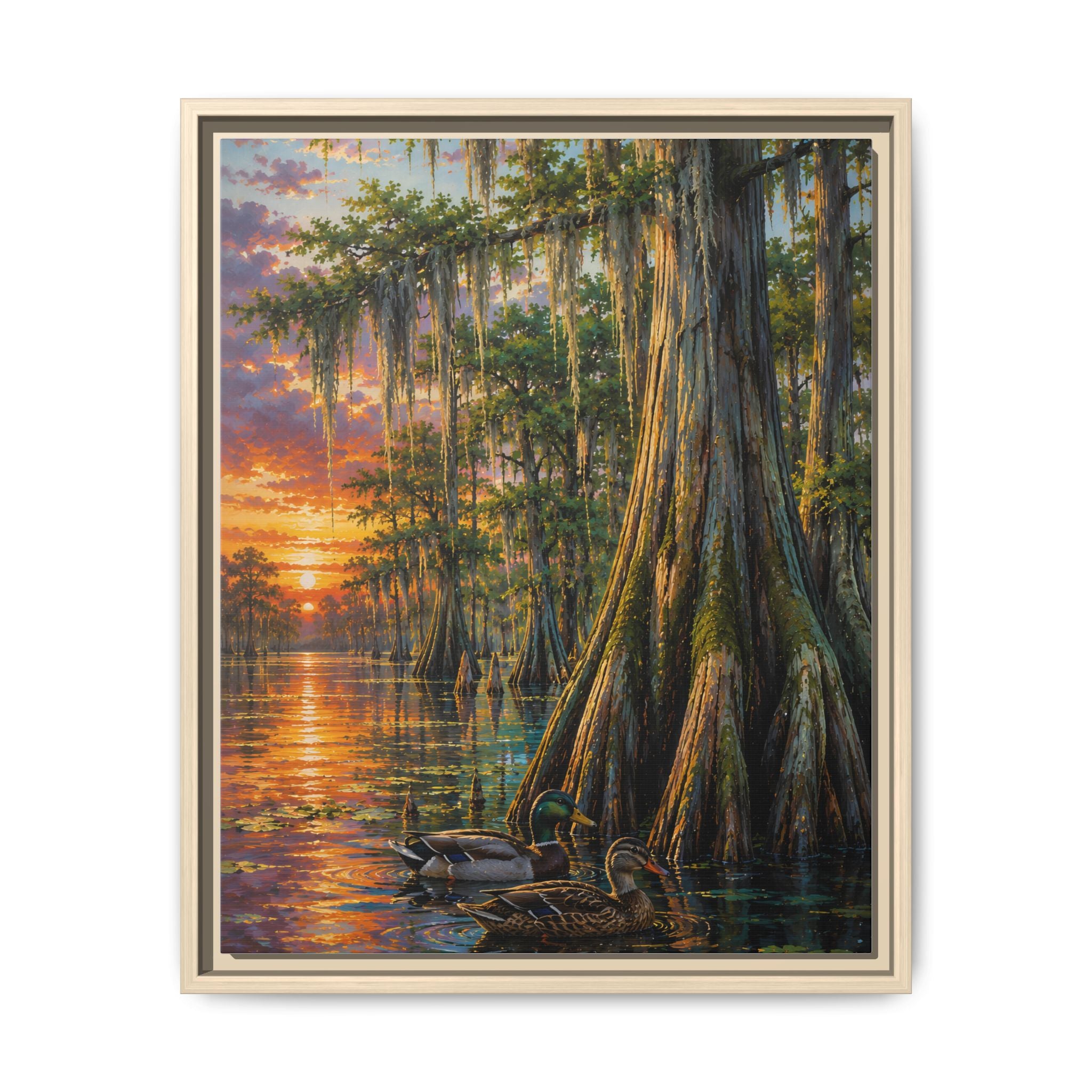 Whispers of the Cypress Sunset - Matte Canvas, Framed (Multi-color)