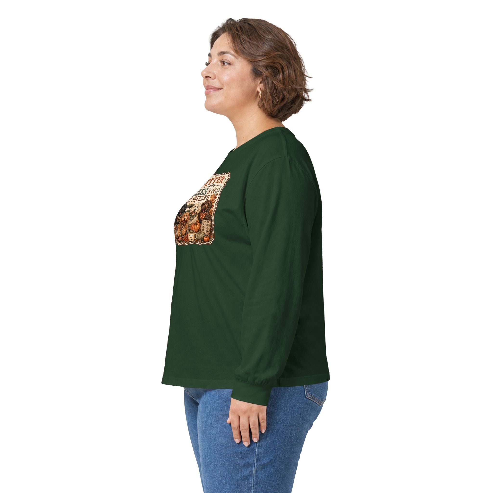 Life Is Better With Doodles & Fall Breezes | Doodle Dog Fall Shirt | Dog Mom Autumn Sweatshirt | Fall Dog Lover Gift - Unisex Ultra Cotton Long Sleeve Tee