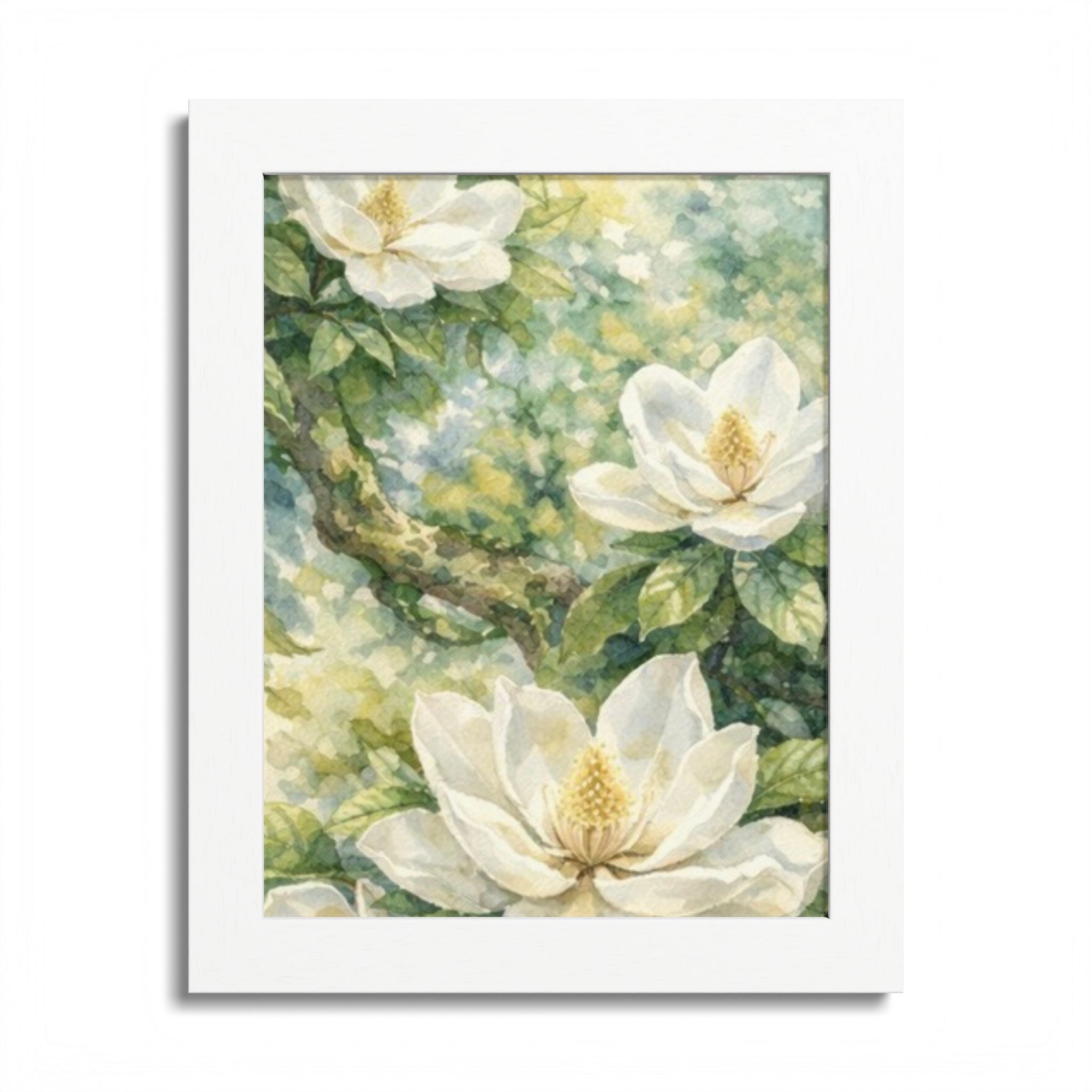 Magnolia Watercolor Framed Poster — Southern Cottage Botanical Wall Art