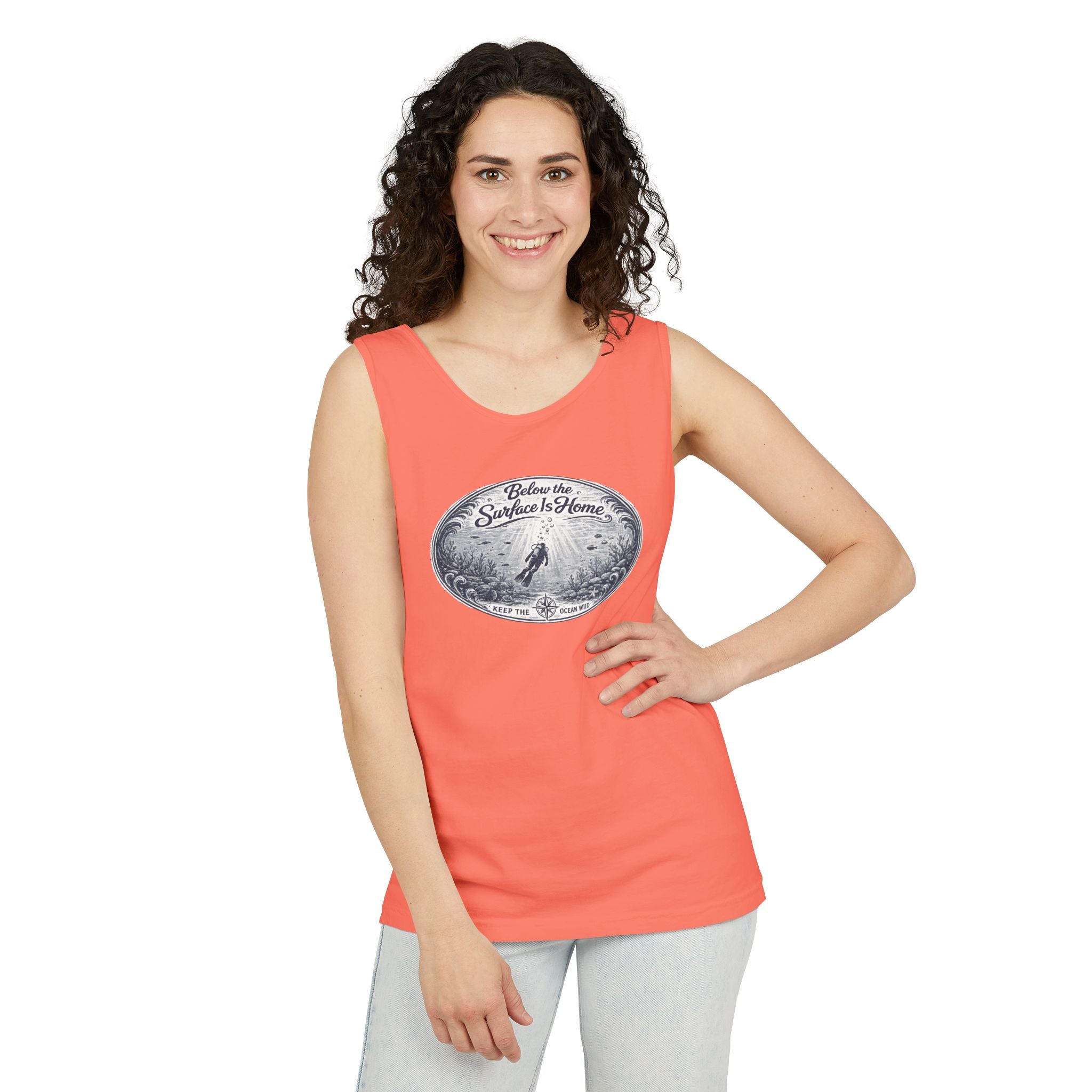 Surface Optional | Vintage Scuba Diver Graphic Shirt | Keep the Ocean Wild -  Unisex Garment-Dyed Tank Top