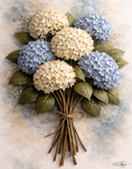 Blue & White Hydrangea Bouquet Digital Download – Elegant Botanical Farmhouse Wall Art